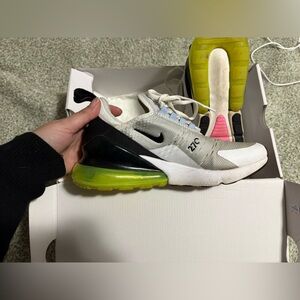 Nike Women's Sneakers in White, Black, and Neon Green